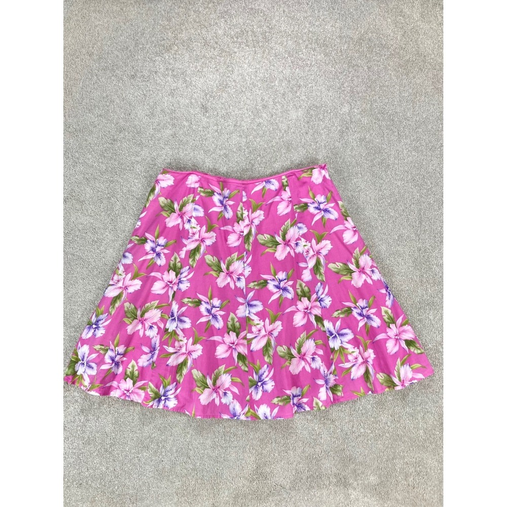 Jones New York Tropical Floral Beaded Skirt Women 18W Pink Boho Romantic Coastal